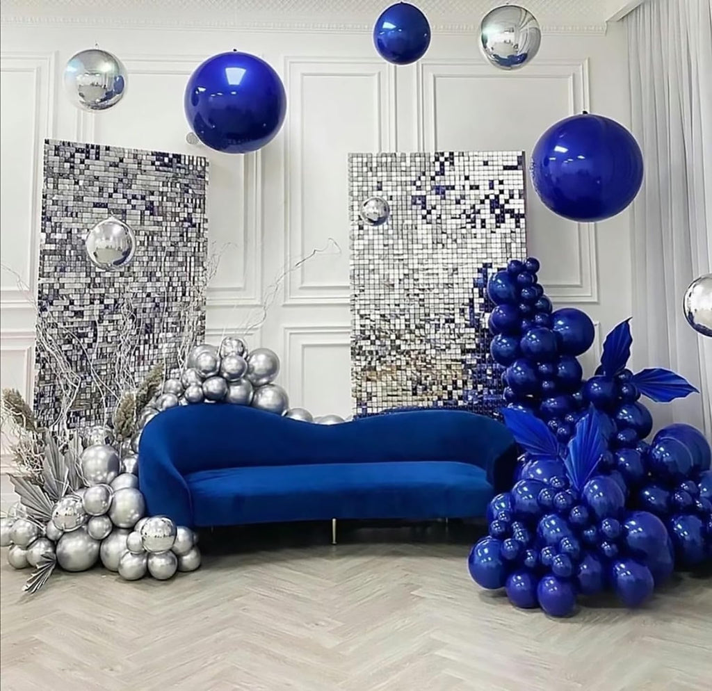 BAUANOOY 100pcs Royal Blue Balloons 12in | Navy Blue Latex Balloons with Blue Ribbon
