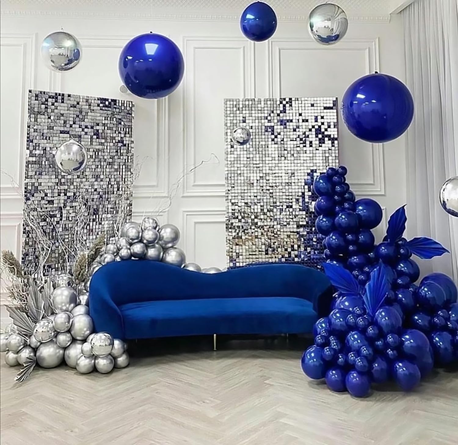 BAUANOOY 100pcs Royal Blue Balloons 12in | Navy Blue Latex Balloons with Blue Ribbon