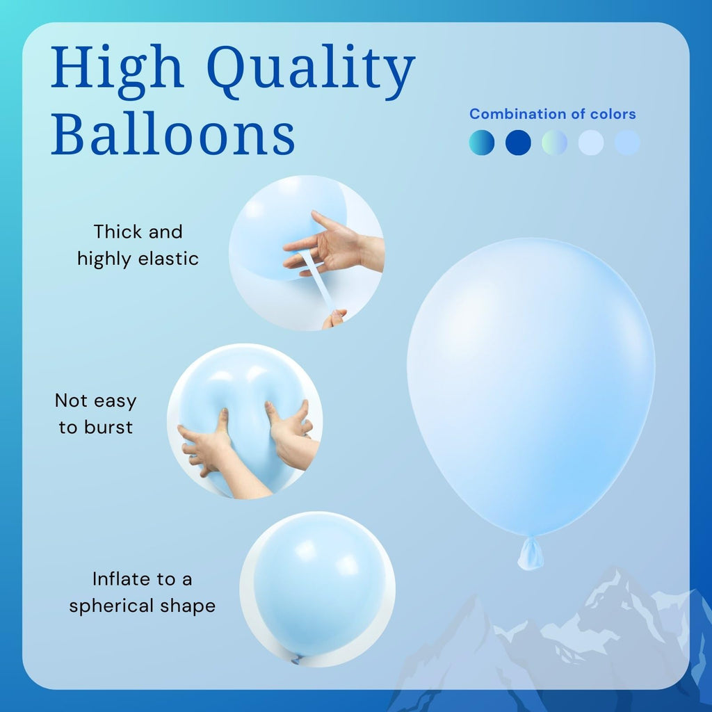 BAUANOOY Blue Balloons 60pc Kit - 12in Metallic Chrome, Navy, Pearl & Pastel Blues