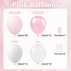 BAUANOOY 60pcs Pink and White Balloons 12inch Set for Weddings, Baby Showers, and Parties