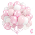 BAUANOOY 60pcs Pink and White Balloons 12inch Set for Weddings, Baby Showers, and Parties