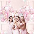 BAUANOOY 60pcs Pink and White Balloons 12inch Set for Weddings, Baby Showers, and Parties