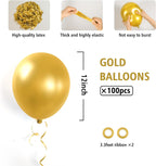 BAUANOOY 100pcs Metallic Gold Balloons 12 Inch | Chrome Gold Balloons with Ribbon for Parties