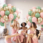 BAUANOOY 60pcs Pink & Green Balloons Kit for Boho Baby Shower & Birthday Decor