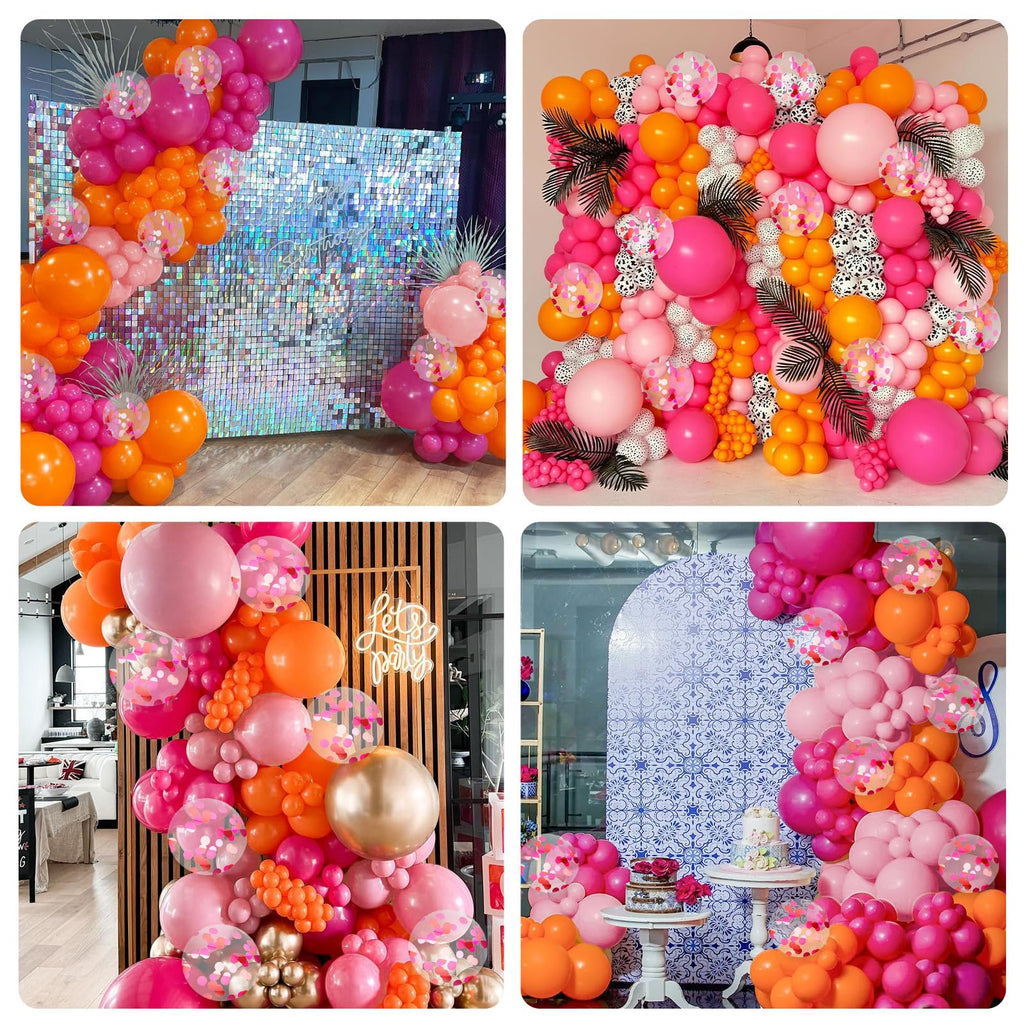BAUANOOY Pink & Orange Balloons Set — 60pc 12in Confetti Garland Kit
