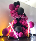 BAUANOOY 100pcs Hot Pink Balloons – 12" Latex with Pink Ribbon for Birthday & Wedding Decor