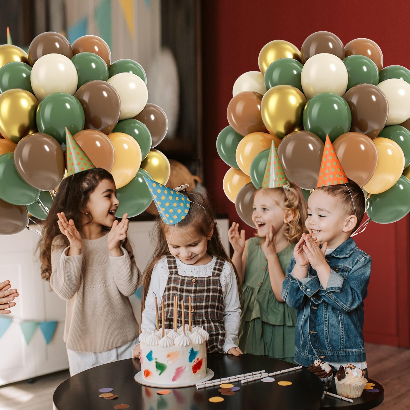 BAUANOOY Green & Brown Safari Balloons – 60pcs, 12in Latex Party Decorations