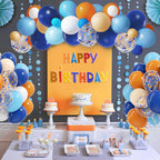 BAUANOOY Blue and Orange Balloons Kit – 60pcs 12-Inch Latex Confetti Balloons for Baby Showers, Birthdays & Graduation