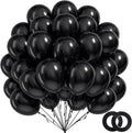 BAUANOOY 100pcs Black Balloons 12 Inch – Latex Balloons with Ribbon for Graduation, Birthday & Party Decorations