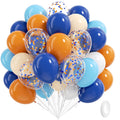 BAUANOOY Blue and Orange Balloons Kit – 60pcs 12-Inch Latex Confetti Balloons for Baby Showers, Birthdays & Graduation