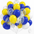 BAUANOOY Blue & Yellow Balloons - 60pcs 12-Inch Royal Blue, Yellow & White with Confetti