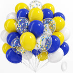 BAUANOOY Blue & Yellow Balloons - 60pcs 12-Inch Royal Blue, Yellow & White with Confetti