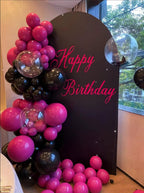 BAUANOOY 100pcs Hot Pink Balloons – 12" Latex with Pink Ribbon for Birthday & Wedding Decor