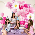 BAUANOOY 139pcs Pink Cat Balloon Arch Kit – Hot Pink & White Balloons with Flower Foil Balloons