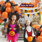 BAUANOOY 60pcs Orange & Black Halloween Balloons – 12in Latex Confetti Balloons for Ghost Party Decor