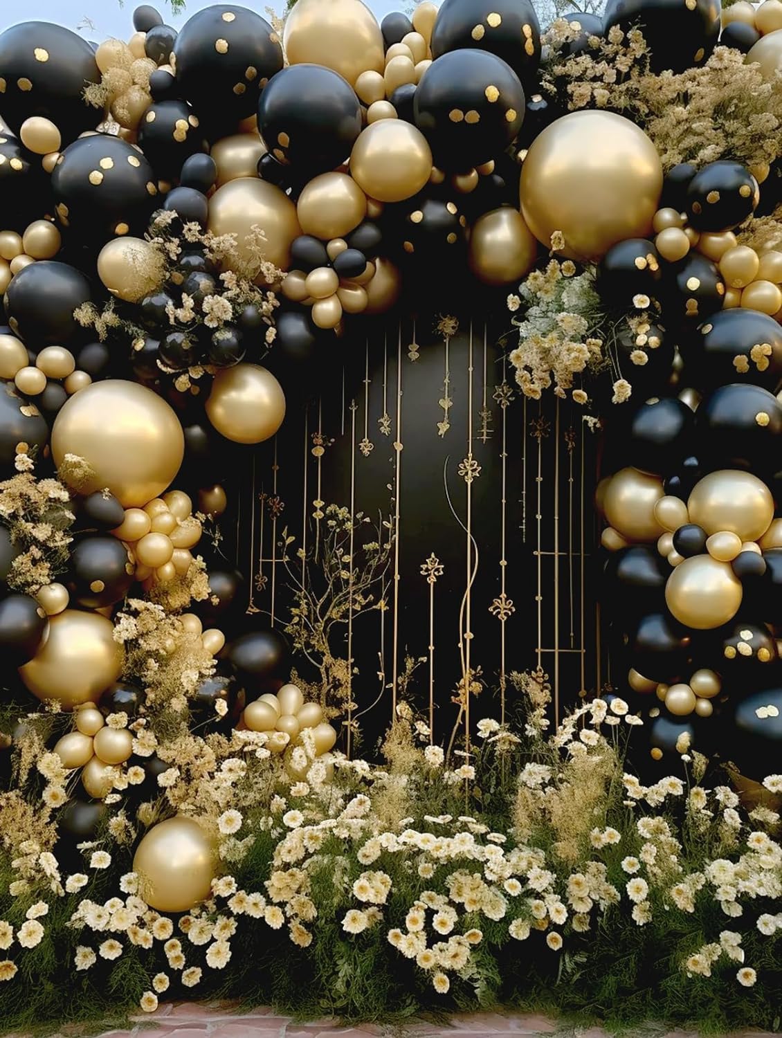 BAUANOOY 100pcs Metallic Gold Balloons 12 Inch | Chrome Gold Balloons with Ribbon for Parties