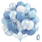 BAUANOOY 60pcs Dusty Blue Balloons Set – 12-inch Pastel Blue, Pearl Blue, White & Clear for Weddings, Baby Showers & Birthdays