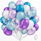 BAUANOOY Frozen Balloons – 60pc 12in Purple & Blue with Snowflake Confetti for Winter Parties