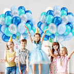 BAUANOOY Ocean Balloons – 60pcs 12" Teal, Turquoise & Clear Latex Balloons for Under-the-Sea Parties