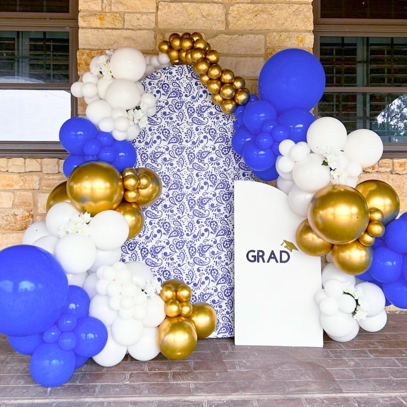 BAUANOOY Royal Blue Gold White Balloons – 60pcs, 12in Metallic Confetti