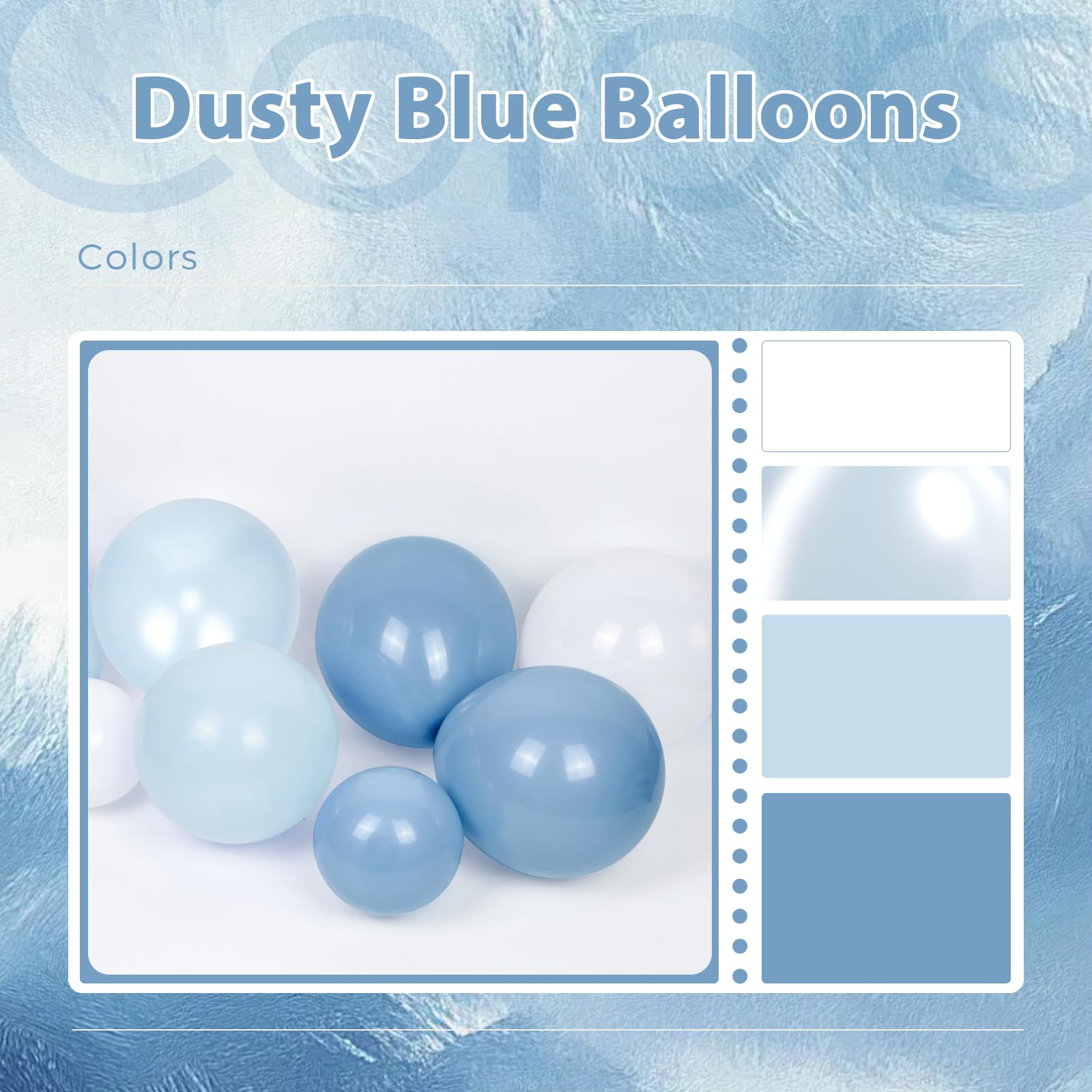 BAUANOOY 60pcs Dusty Blue Balloons Set – 12-inch Pastel Blue, Pearl Blue, White & Clear for Weddings, Baby Showers & Birthdays