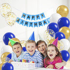 BAUANOOY Royal Blue Gold White Balloons – 60pcs, 12in Metallic Confetti