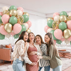 BAUANOOY 60pcs Pink & Green Balloons Kit for Boho Baby Shower & Birthday Decor