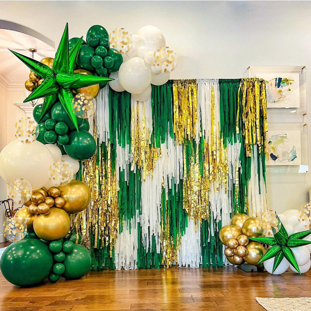 BAUANOOY Green & Gold Balloons 60pc 12in – Latex Party Kit for Weddings & Celebrations