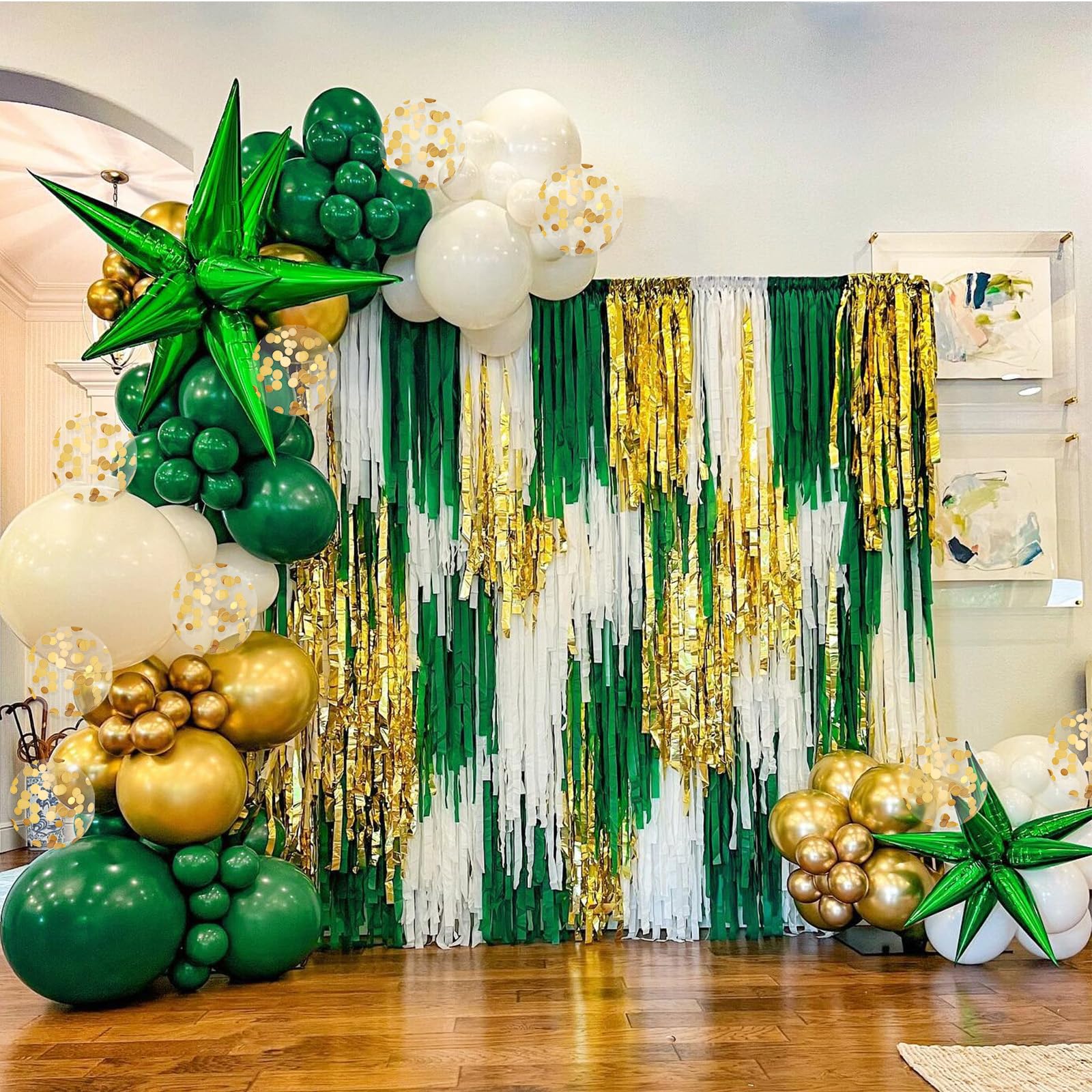 BAUANOOY Green & Gold Balloons 60pc 12in – Latex Party Kit for Weddings & Celebrations