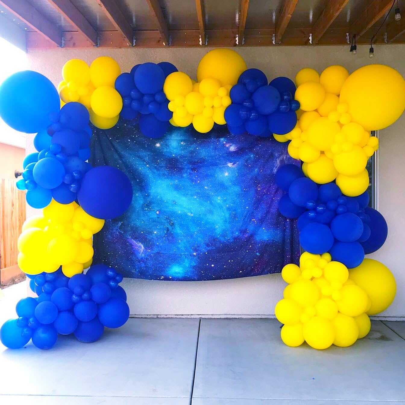 BAUANOOY Blue & Yellow Balloons - 60pcs 12-Inch Royal Blue, Yellow & White with Confetti