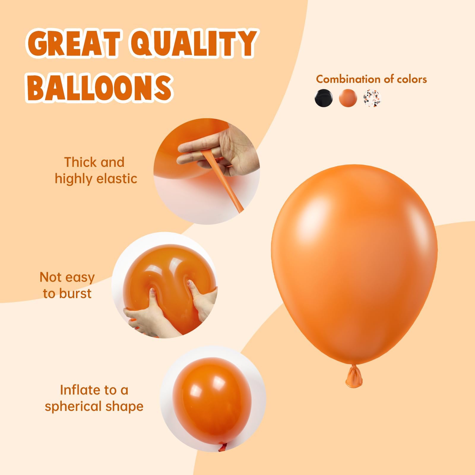 BAUANOOY 60pcs Orange & Black Halloween Balloons – 12in Latex Confetti Balloons for Ghost Party Decor