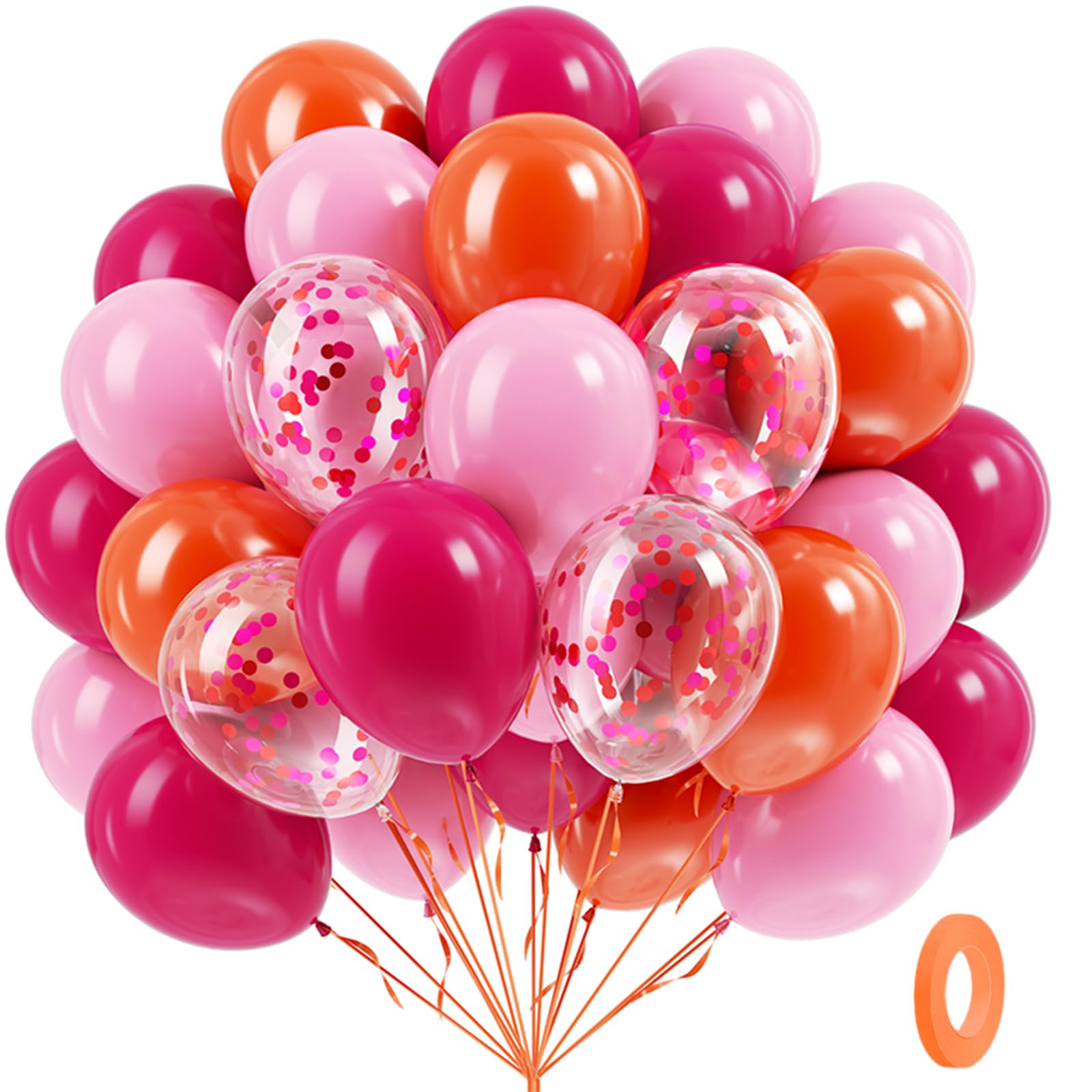 BAUANOOY Pink & Orange Balloons Set — 60pc 12in Confetti Garland Kit