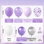 BAUANOOY 60pcs Purple & Silver Balloons Set — 12in Confetti, Pearl Purple, Metallic Silver for Weddings & Parties