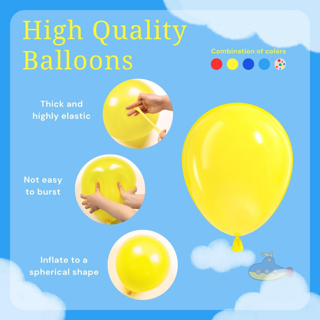 BAUANOOY Carnival Balloons - 60pcs 12in Latex Party Set (Red, Light Blue, Royal Blue & Yellow)