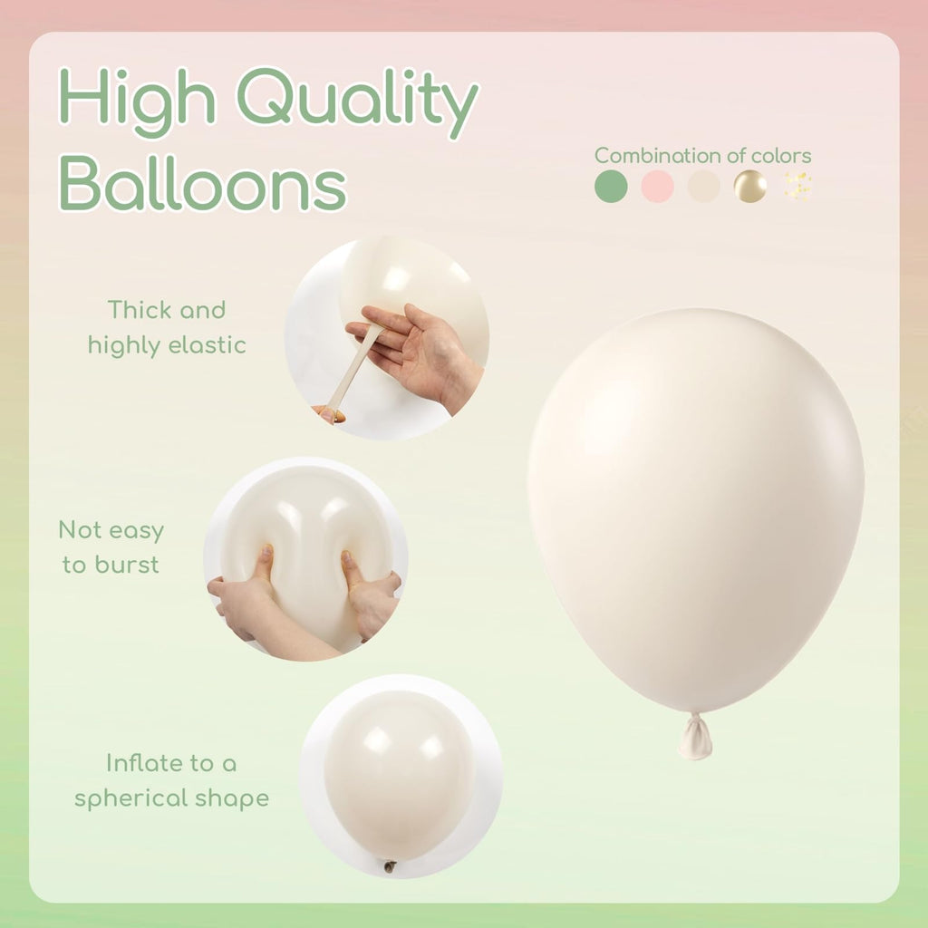 BAUANOOY 60pcs Pink & Green Balloons Kit for Boho Baby Shower & Birthday Decor