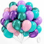 BAUANOOY Mermaid Balloons – 60pc 12in Metallic Latex Set for Under-the-Sea Parties