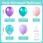 BAUANOOY Mermaid Balloons – 60pc 12in Metallic Latex Set for Under-the-Sea Parties