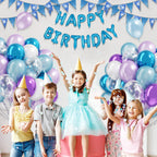 BAUANOOY Frozen Balloons – 60pc 12in Purple & Blue with Snowflake Confetti for Winter Parties