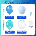 BAUANOOY Ocean Balloons – 60pcs 12" Teal, Turquoise & Clear Latex Balloons for Under-the-Sea Parties
