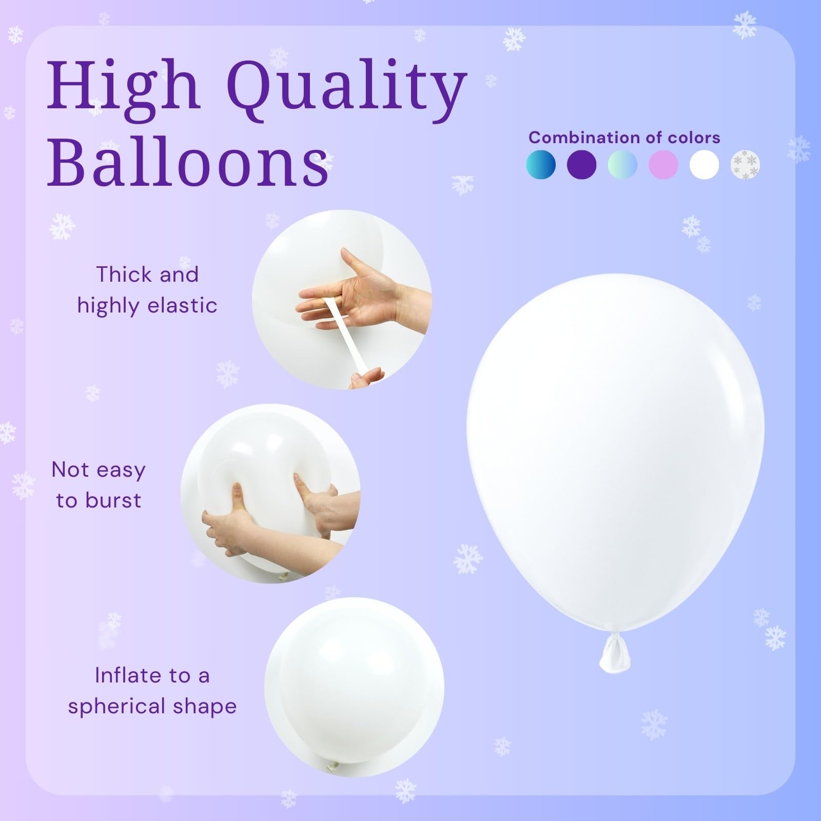 BAUANOOY Frozen Balloons – 60pc 12in Purple & Blue with Snowflake Confetti for Winter Parties