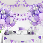 BAUANOOY 60pcs Purple & Silver Balloons Set — 12in Confetti, Pearl Purple, Metallic Silver for Weddings & Parties