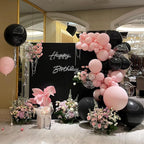 BAUANOOY 100pcs Black Balloons 12 Inch – Latex Balloons with Ribbon for Graduation, Birthday & Party Decorations
