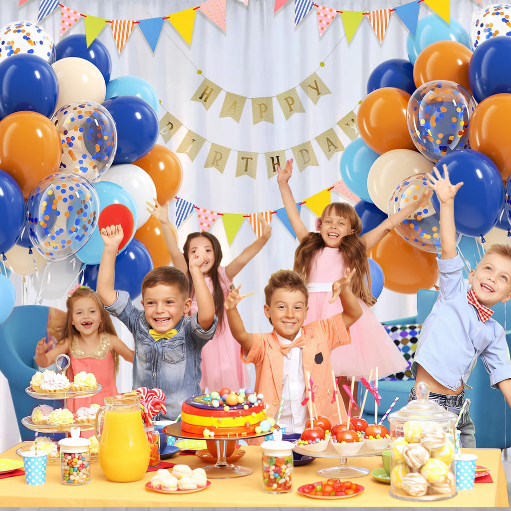 BAUANOOY Blue and Orange Balloons Kit – 60pcs 12-Inch Latex Confetti Balloons for Baby Showers, Birthdays & Graduation