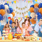 BAUANOOY Blue and Orange Balloons Kit – 60pcs 12-Inch Latex Confetti Balloons for Baby Showers, Birthdays & Graduation
