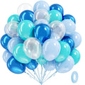BAUANOOY Ocean Balloons – 60pcs 12" Teal, Turquoise & Clear Latex Balloons for Under-the-Sea Parties