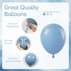 BAUANOOY 60pcs Dusty Blue Balloons Set – 12-inch Pastel Blue, Pearl Blue, White & Clear for Weddings, Baby Showers & Birthdays