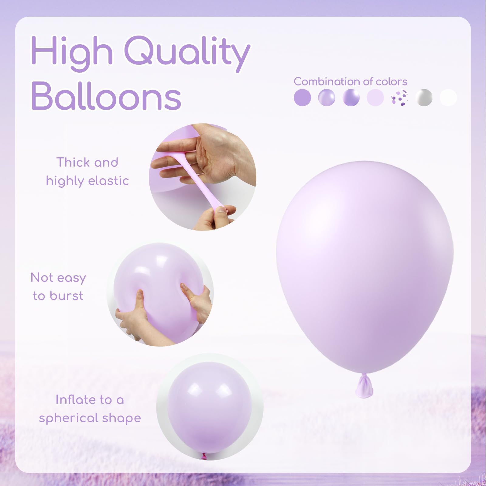 BAUANOOY 60pcs Purple & Silver Balloons Set — 12in Confetti, Pearl Purple, Metallic Silver for Weddings & Parties