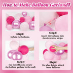 BAUANOOY 139pcs Pink Cat Balloon Arch Kit – Hot Pink & White Balloons with Flower Foil Balloons