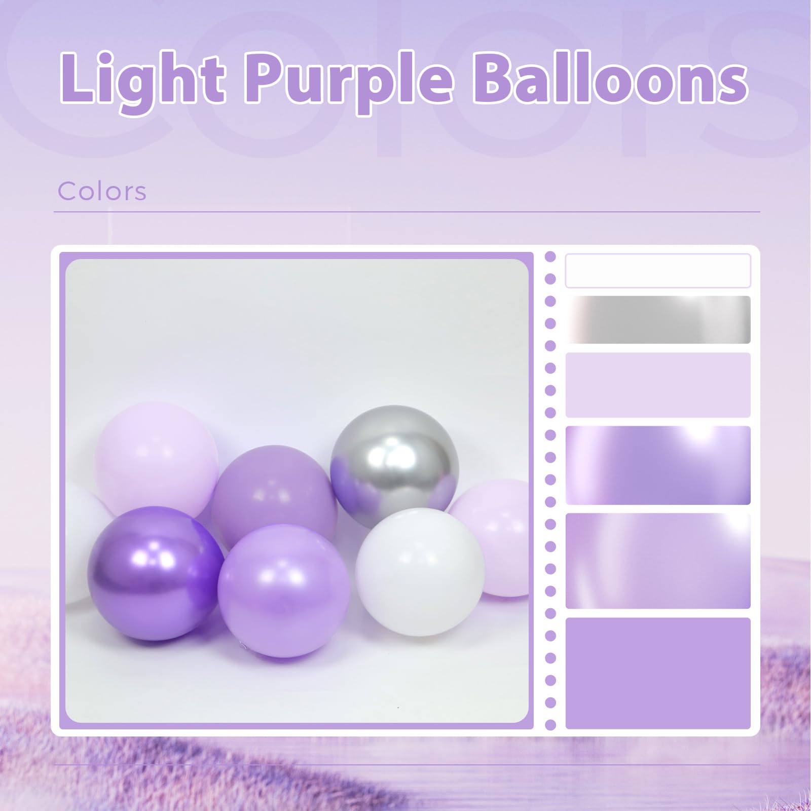 BAUANOOY 60pcs Purple & Silver Balloons Set — 12in Confetti, Pearl Purple, Metallic Silver for Weddings & Parties