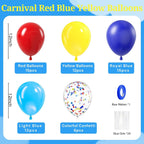 BAUANOOY Carnival Balloons - 60pcs 12in Latex Party Set (Red, Light Blue, Royal Blue & Yellow)
